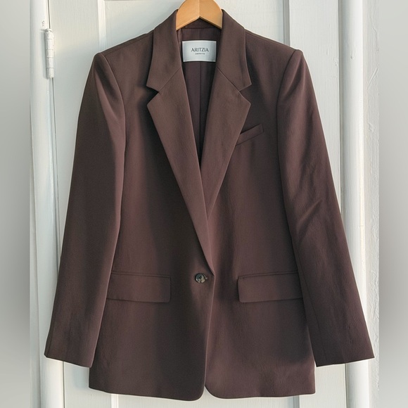 Aritzia Generation Blazer - Crepette in Rich Mocha Brown Sz 6 - Picture 3 of 4